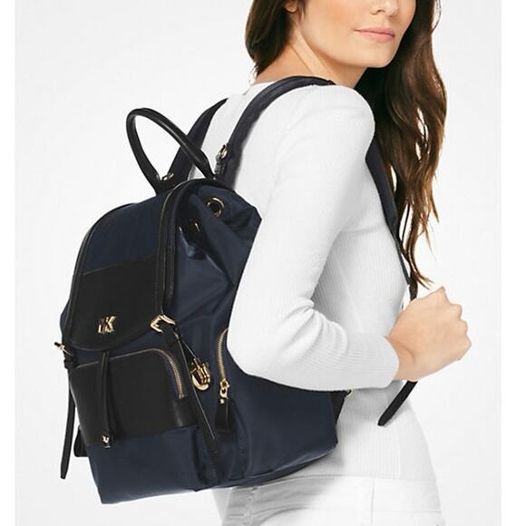 Michael Kors‎ Mott Large Nylon Diaper Backpack Navy Black Gold Luxe Mom Bag main image 9